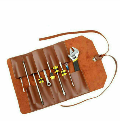 Leather Roll Up Tool Bag