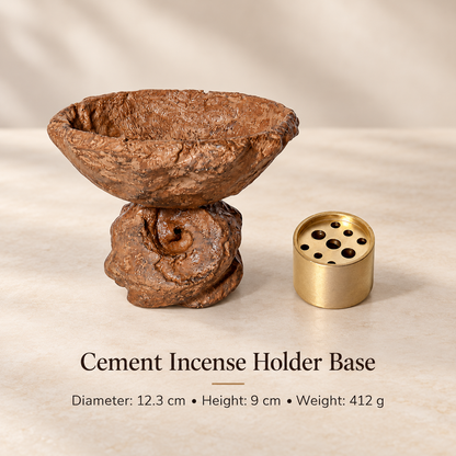 Modern Incense Holder in Cement with Sculptural Pedestal Bowl 5