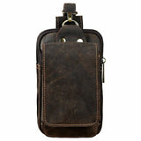 Real cowhide leather men small waist bag
