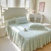 Padded Lace Bed Skirt with Quilted Top and Elastic Straps