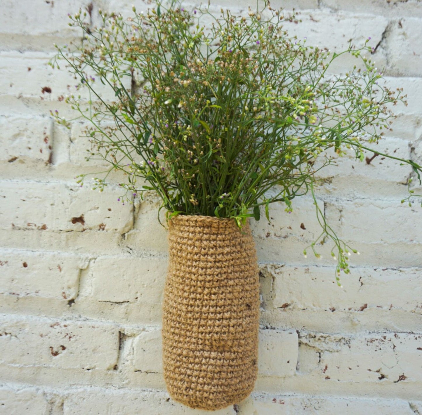 Jute Crochet hanging basket for dried flowers