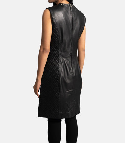 Genuine Leather Black Dress For Women