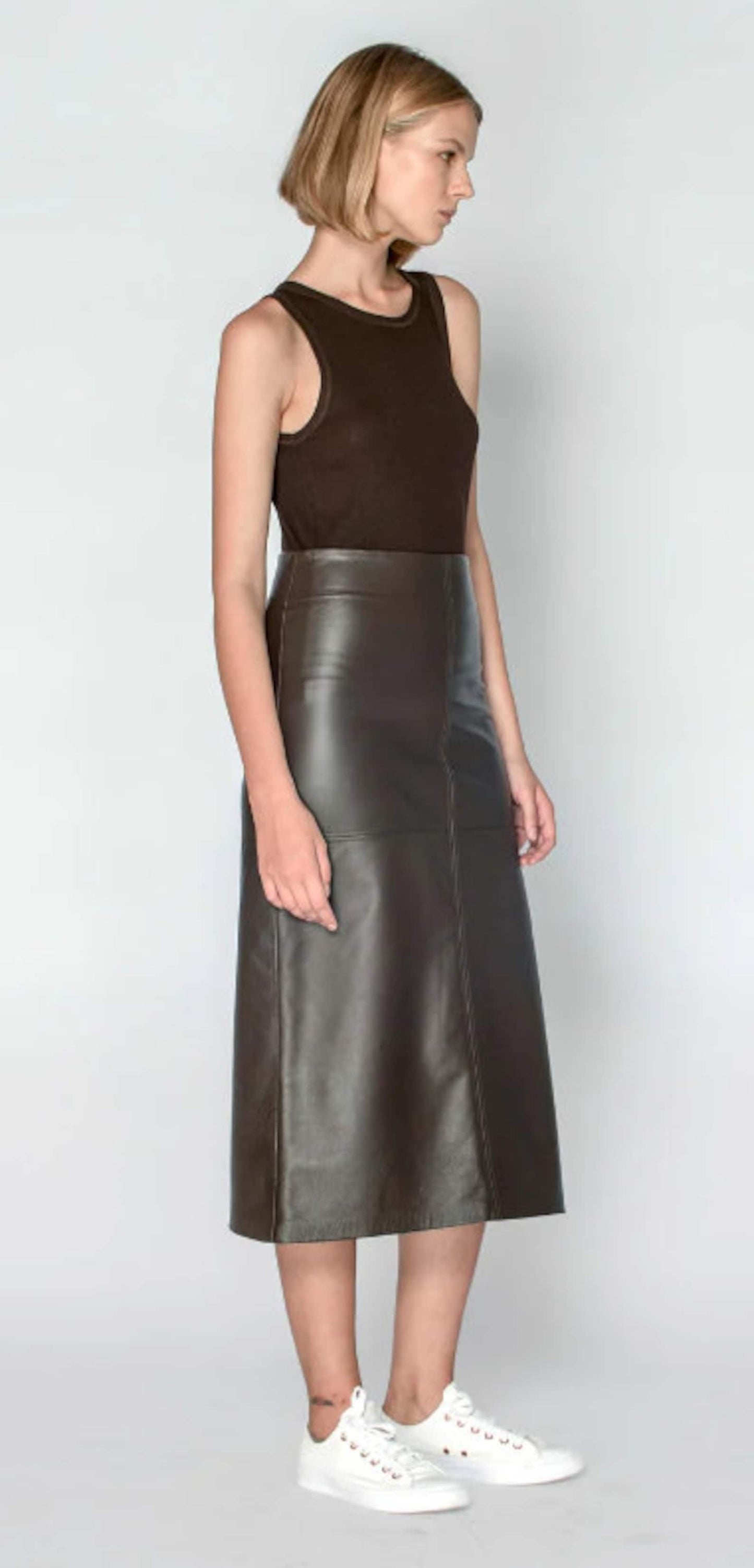 Long Leather Classy Women Skirt