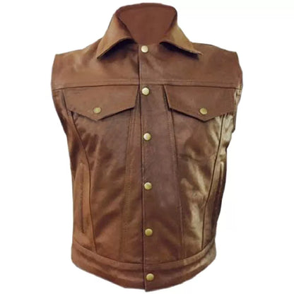 leather motorcycle vest waistcoat