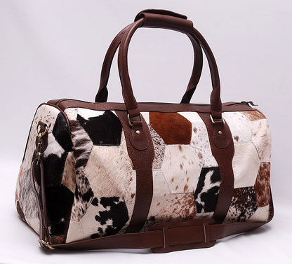 Natural cowhide duffel luggage bag