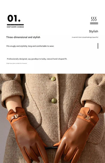 Women leather gloves for winter warmth