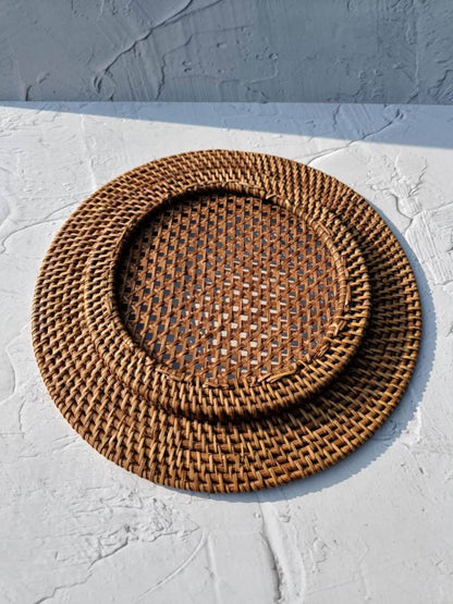 Set of Rattan Charger Decorative Plates