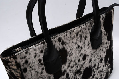 New Hair On Cowhide Black White Tote Purse