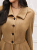 Brown Faux Suede Jacket Women’s with Irregular Hem