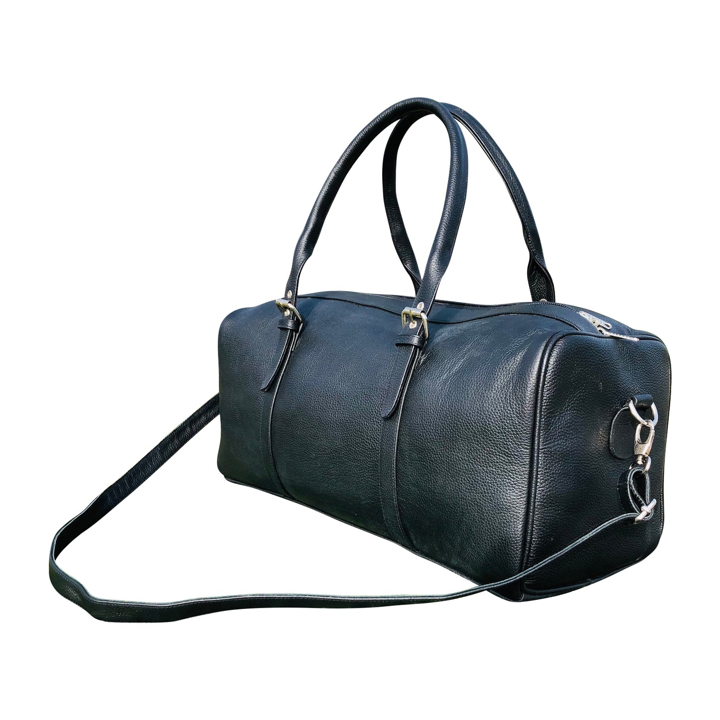 Premium Black Leather Weekender Bag