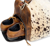 Cowhide Travel Luggage Bag Shoe Compartment