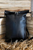 Real leather roll top backpack rucksack