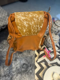 Leather Cowhide Backpack Speckled Brown White