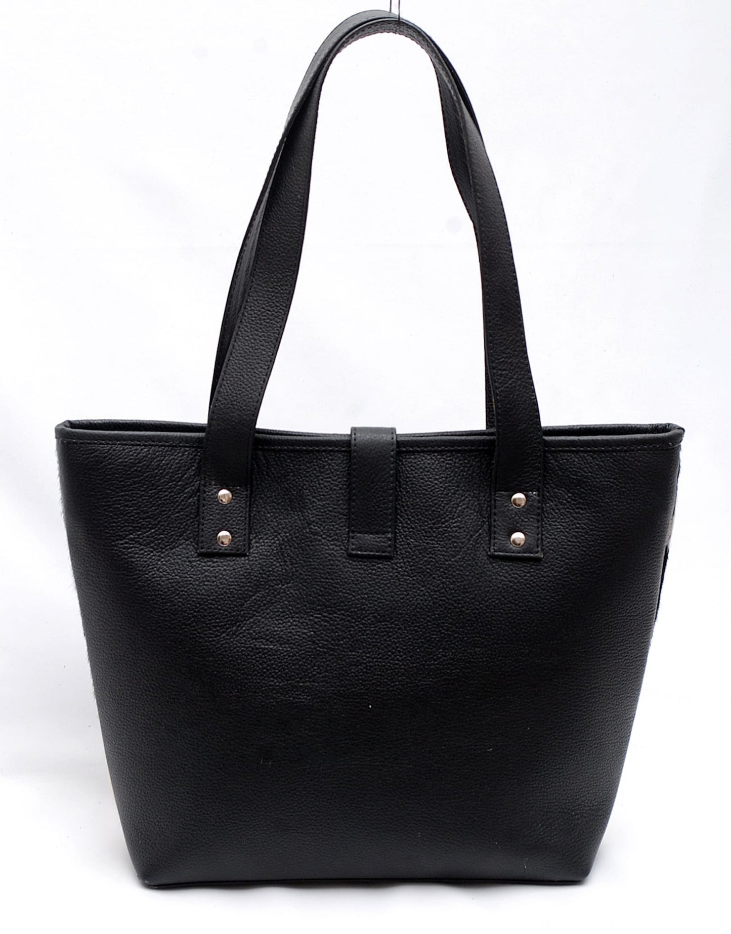 Exotic Grey Black Cowhide Tote Bag