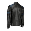 Blue And Black Biker Style Leather Jacket