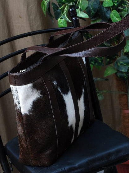 Tricolor Cowhide Leather Large Shoulder Bag