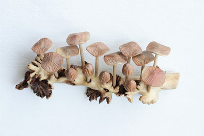 Wooden Sculpture Hanging Mushroom Wall Art