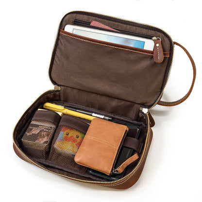 Genuine Leather Toiletry Bag Travel Case