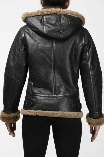 womens leather jacket with real fur