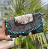 Hair On Cowhide Tooled Leather Clutch Purse