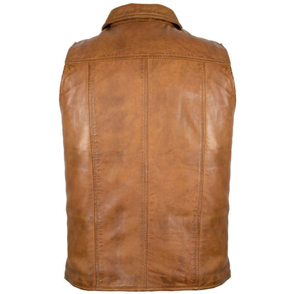 Men Lamb Leather Brown Vest