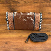 Cowhide Clutch Crossbody Bag With Tooled Leather