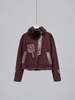 Women’s Faux Leather Jacket with Rabbit Fur Collar Winter Style