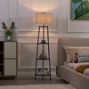 Boho Style Black Floor Lamp with Shelves