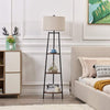 Boho Style Black Floor Lamp with Shelves