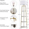 Modern Golden Floor Lamp with Shelves and Fabric Shade