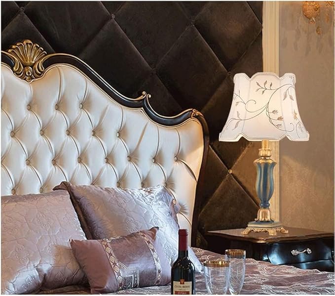 European retro resin fabric bedside table lamp