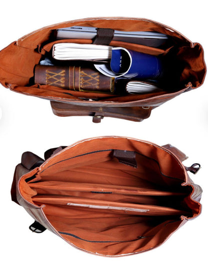 Genuine Roll Up Leather Travel Backpack