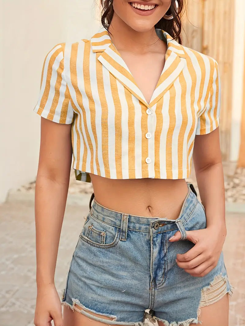 Women Front Pocket Crop Shirts