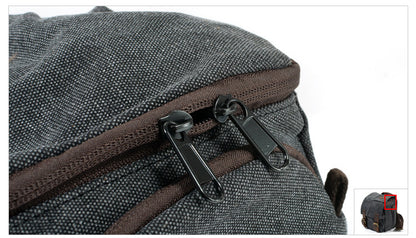 Small Canvas Messenger Bag with Padded Camera Divider and Leather Buckles