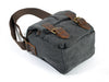 Small Canvas Messenger Bag with Padded Camera Divider and Leather Buckles