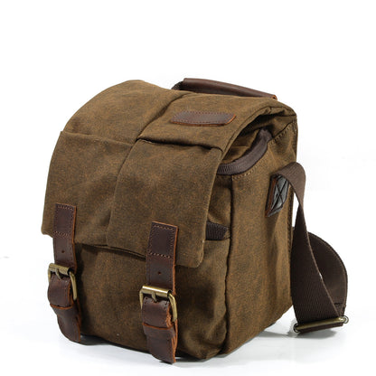 Small Canvas Camera Bag with Top-Grain Cowhide and Dividers 2