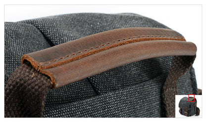 Small Canvas Messenger Bag with Padded Camera Divider and Leather Buckles