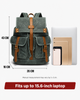 Canvas Backpack with 15.6-Inch Laptop Storage and Crazy Horse Leather