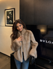 Rabbit Fur Jackets for Women Short Stand Collar Winter Coat
