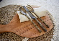 Vintage brass cutlery set table dining decor