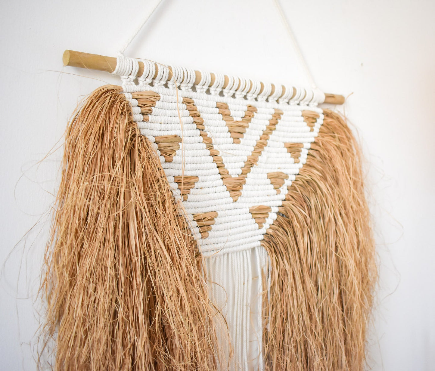 Raffia and Macrame Wall Hanging Living Room Decor