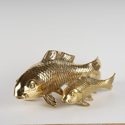 Elegant Brass Koi Fish Statue Decor