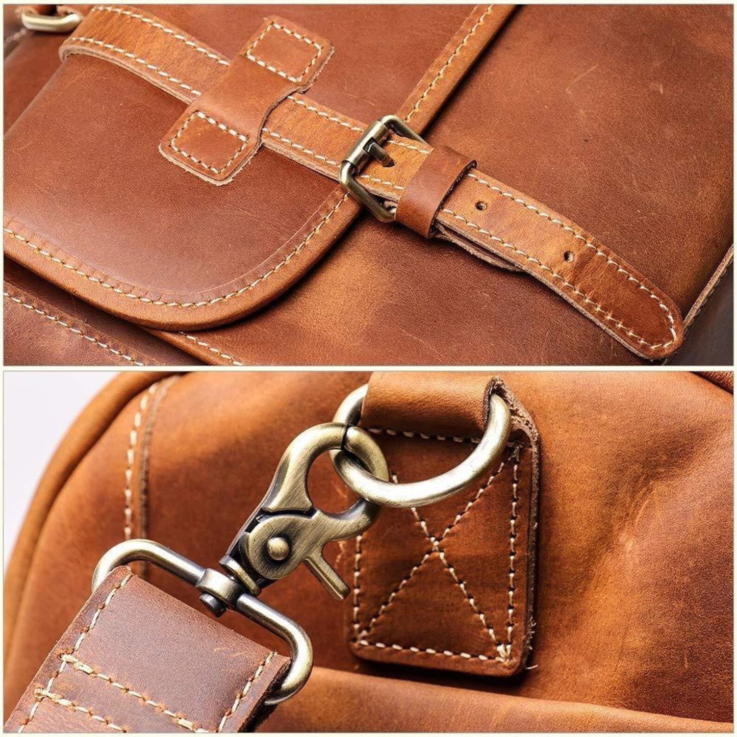 leather duffle bag with shoe compartment