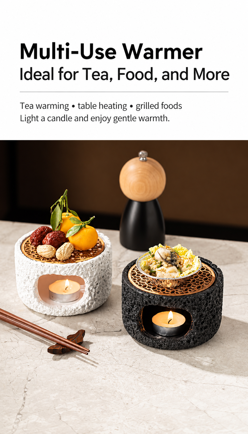 Incense Burner Cement Body with Zinc Alloy Warming Tray