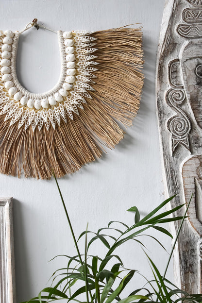 Seagrass Raffia Sea Shells Tribal Style Wall Hanging