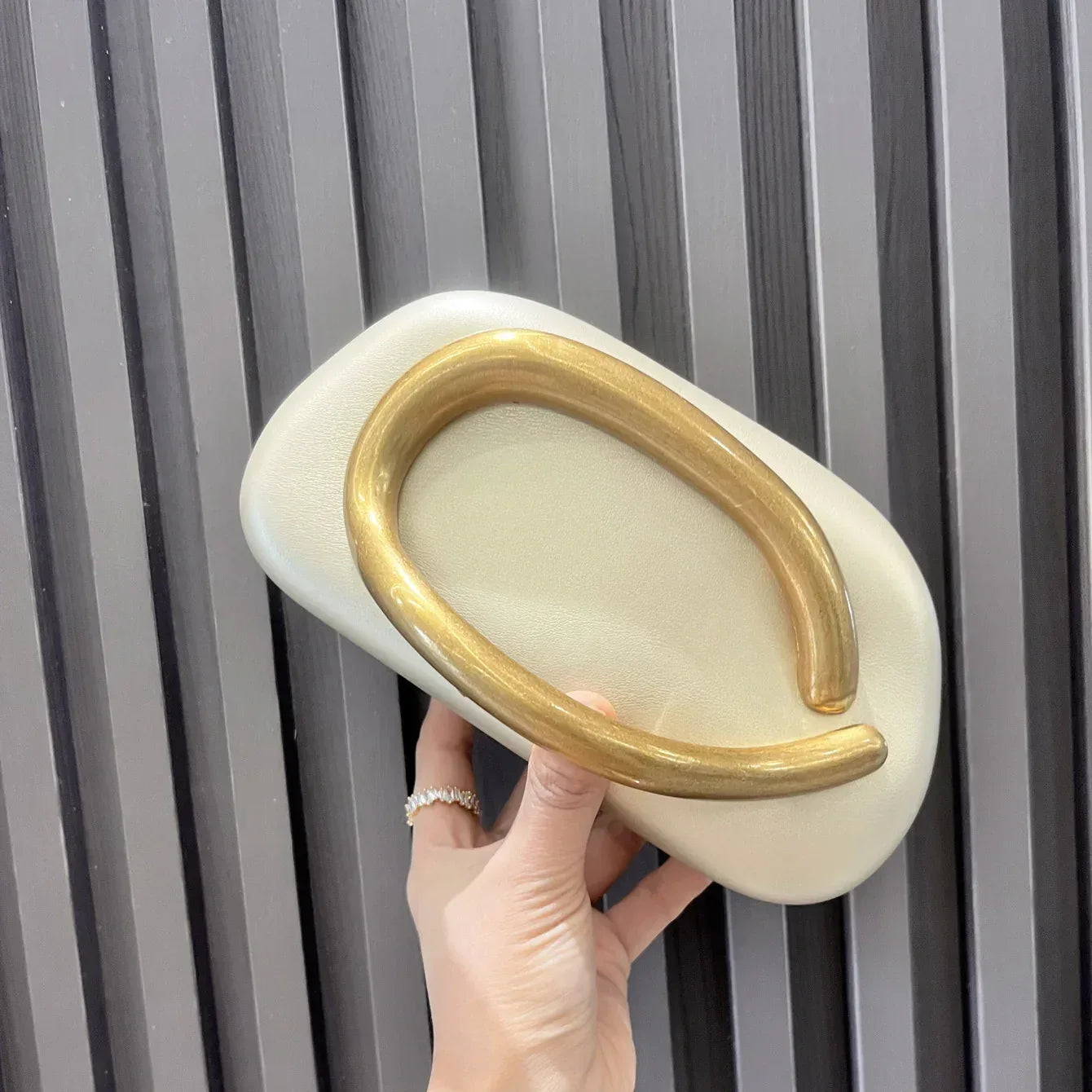 Women's Designer Handle Clutch Bag light gold