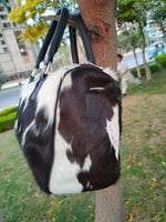 Exotic Black White Cowhide Fur Shoulder Bag