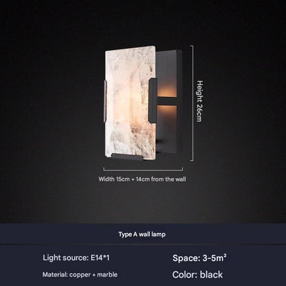 Modern Marble and Copper Wall Lamp Indoor Wall Sconce