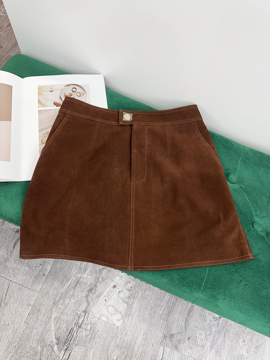 Women’s Leather Suede Mini Skirt A-Line