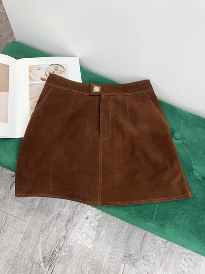 Women’s Leather Suede Mini Skirt A-Line